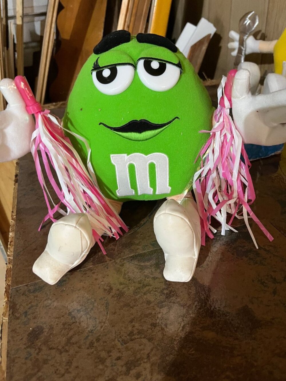 M&M's Green poseable Plush Pom-Poms Character Candy Mascot Toy